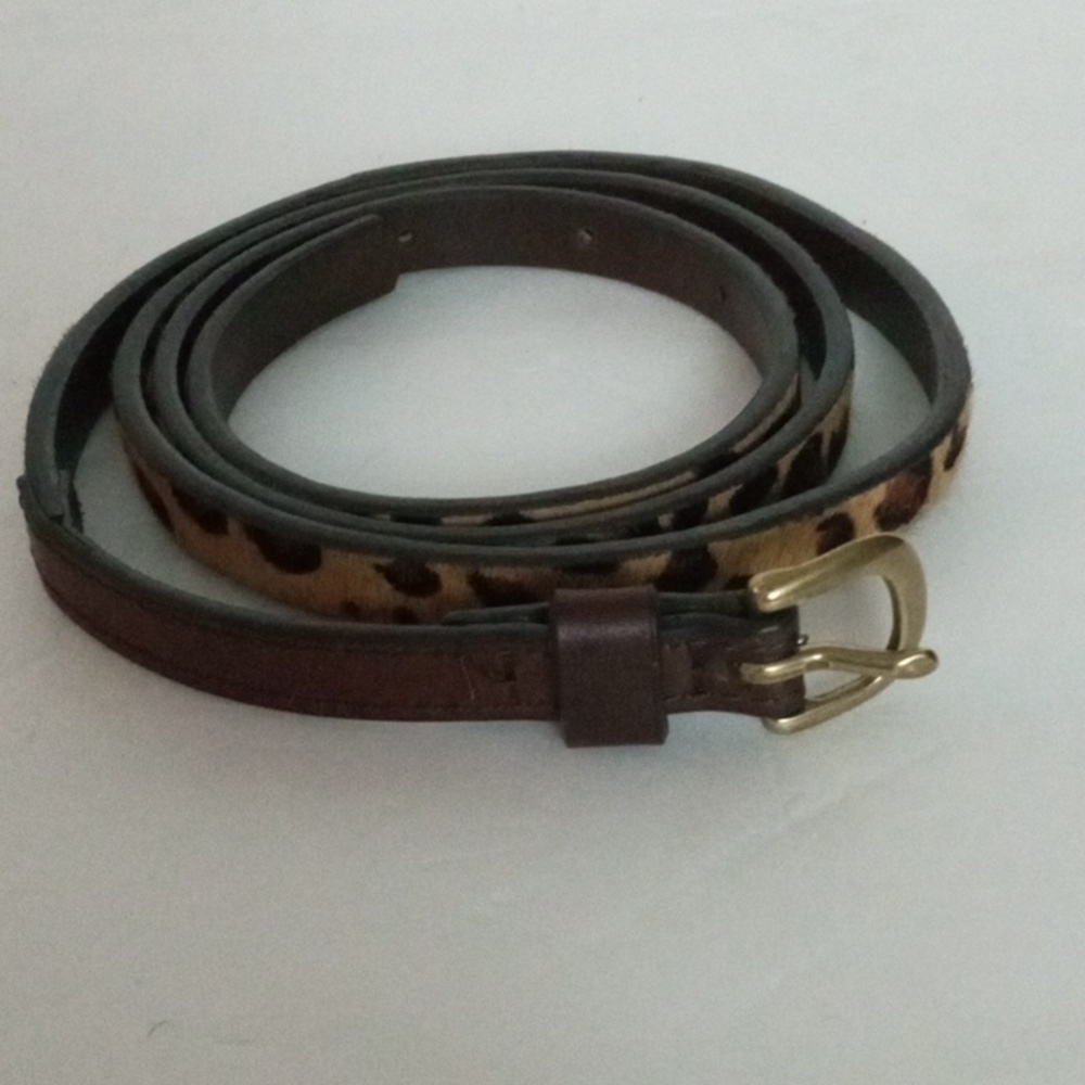 1937 Leather Animal Hair Belt M/L Brown Preowned